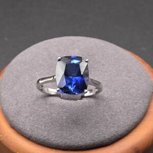 Blue Gemstone Sterling Silver Ring. Size 9.
